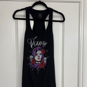 DIXXON Black Tank Top with Purple and Red Graphic